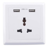 Universal British Electrical wall socket 13 Amp UK Power Socket with Two USB Charging Ports 5V 2.1A